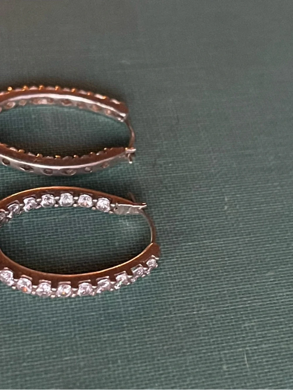 Vintage 925 DQCZ Diamonique Cubic Zirconia Sterling Silver Hoop Earrings 4.99g - Picture 8 of 10
